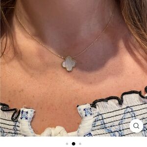 14KT Yellow Gold Mother of Pearl Clover Necklace